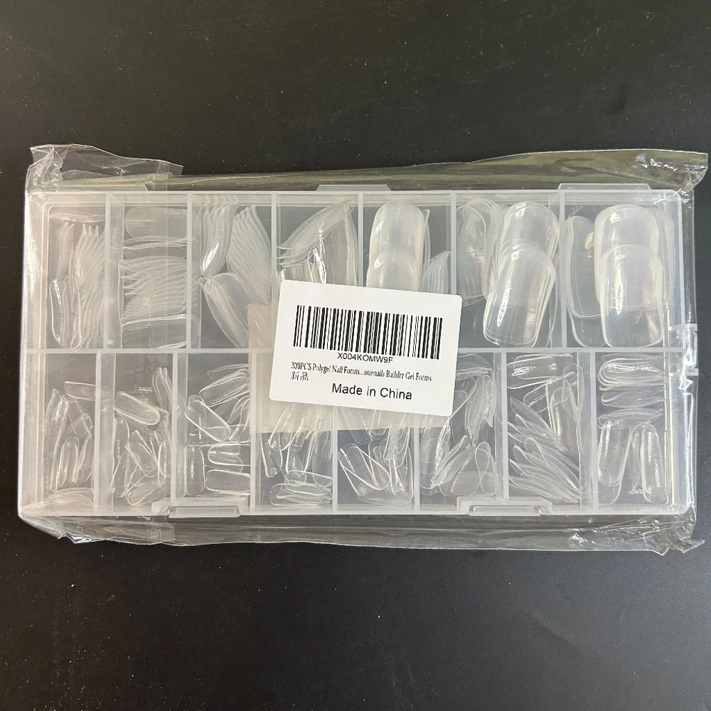 Clear Poly Gel Nail Forms For Toenails 300 Piece Set